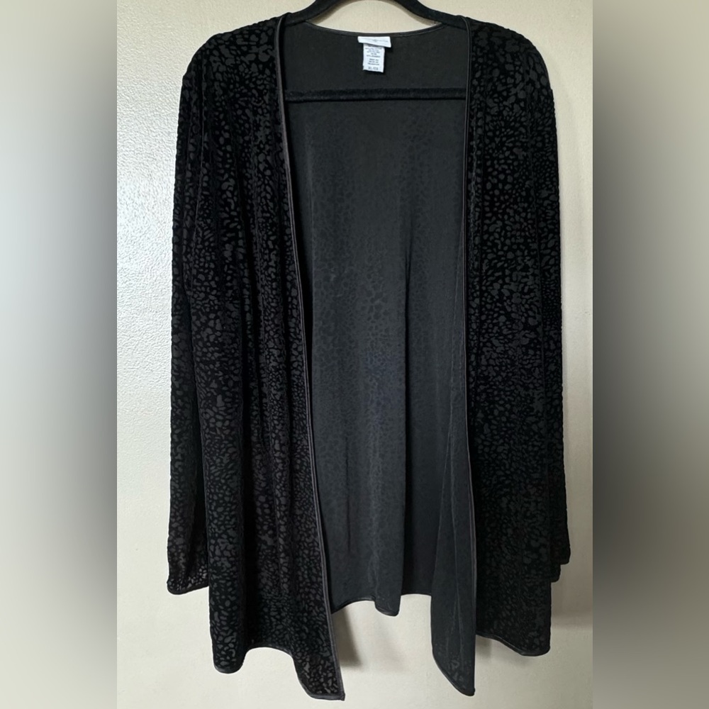 EUC Jaclyn Smith Slinky Open Front Cardigan Coverup Crushed Velvet Pattern  XL